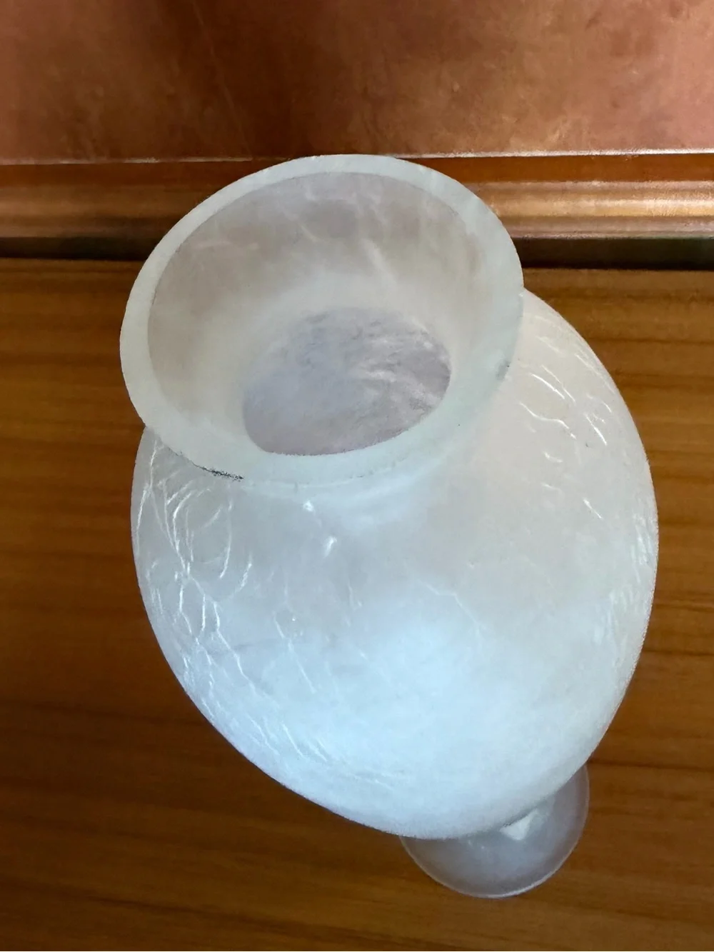 Frosted Crackle Glass Vase 14 Inch White Satin Matte Tall Table Centerpiece